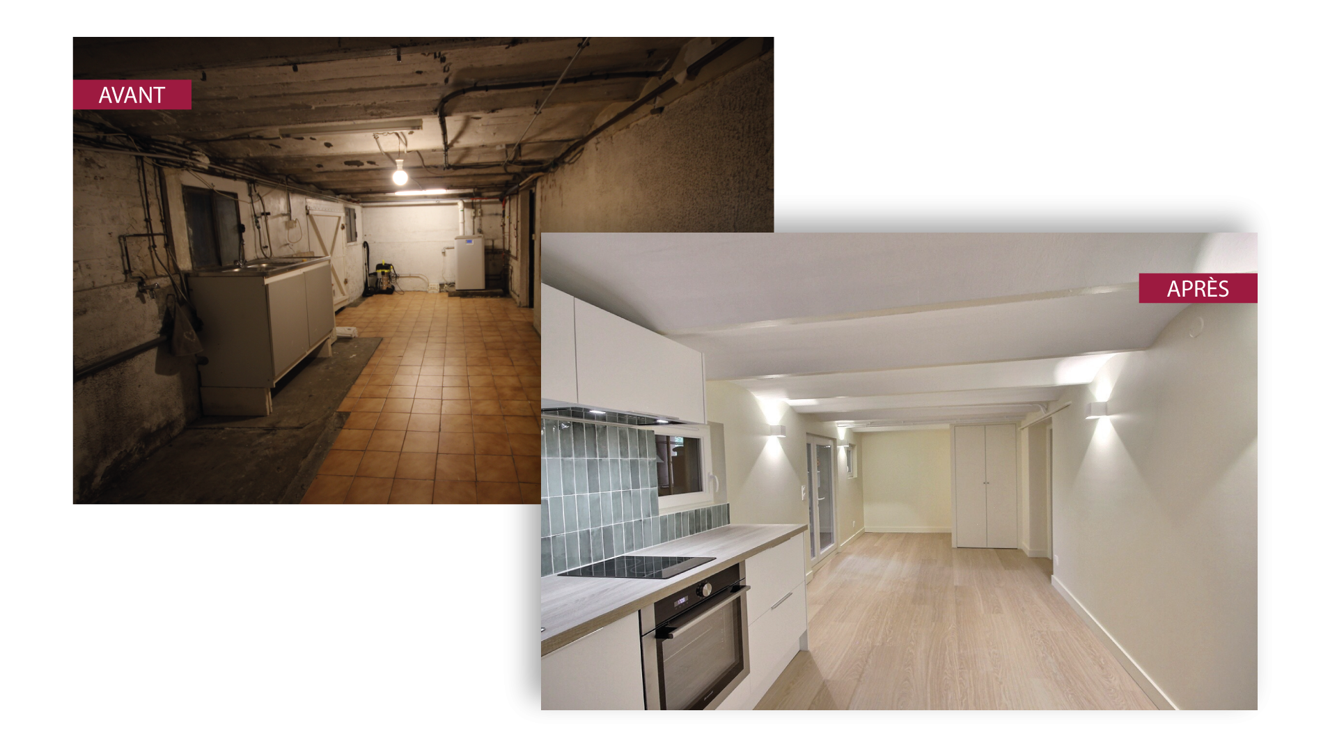 Avant - Après Rénovation d'un sous-sol en appartement